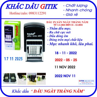 Khắc Dấu ngày tháng năm 3mm tự xoay Trodat 4810, đóng trên mọi chất liệu