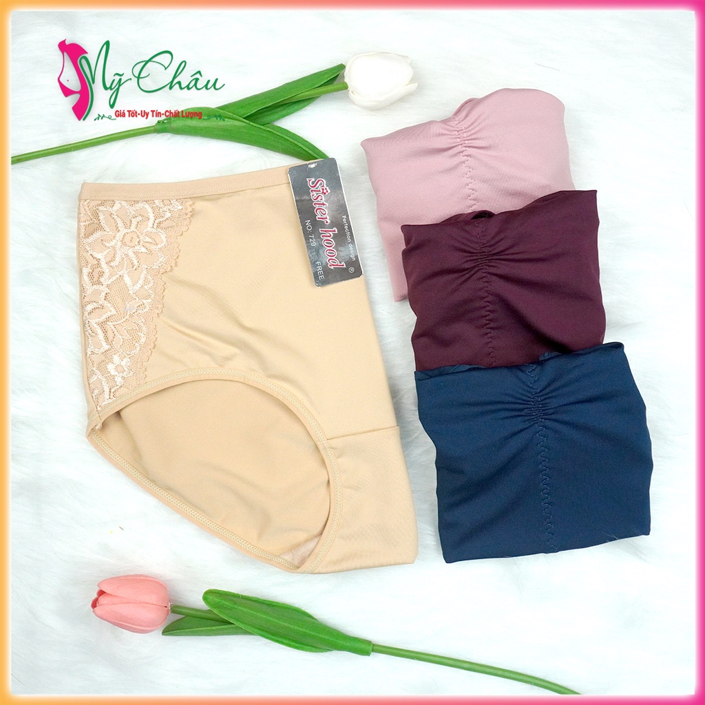 Quần Lót Bigsize Nữ Thái Lan Thun Lạnh Phối Ren Bên Hông Cạp Cao Siêu Bền Sisterhood 729, Mỹ Châu Shop