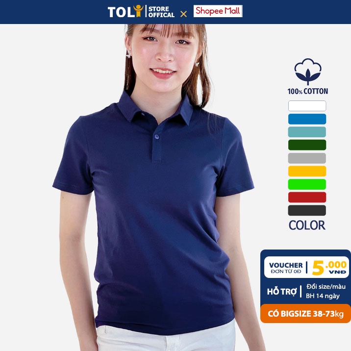 Áo Thun polo nữ TOLI có cổ sơ mi, dáng ôm nhẹ, vải Cotton mềm mịn,chính hãng cao cấp [TF25]