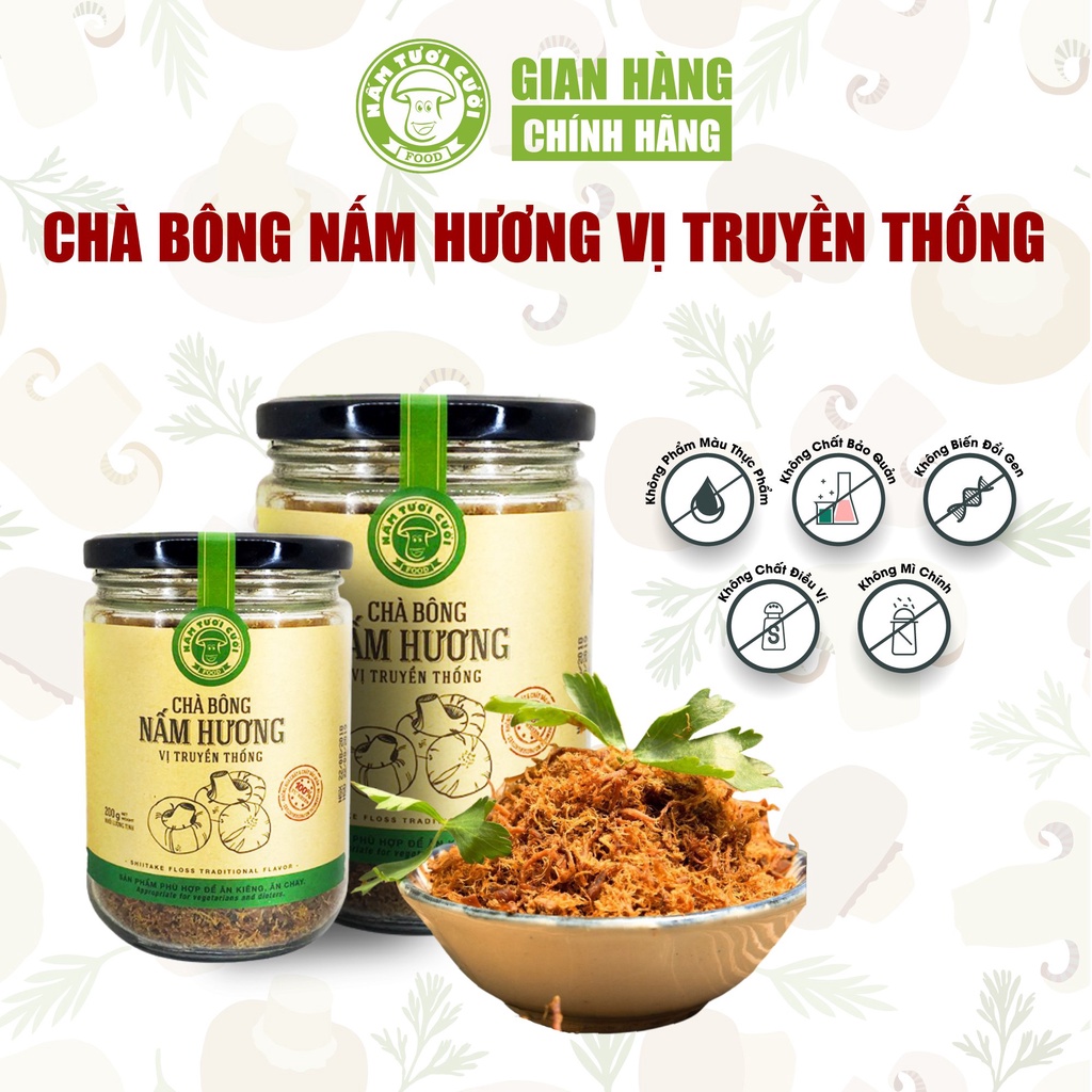 Chà Bông Nấm Chay Vị Truyền Thống 100g/200g - Nấm Tươi Cười