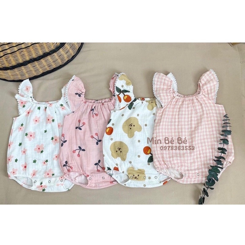 Body cánh tiên xô muslin cho bé gái
