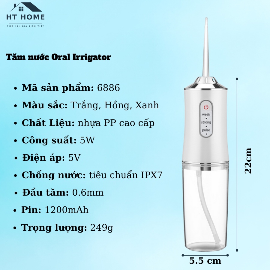 Tăm Nước Oral Irrigator Chính Hãng Nội Địa Máy Tăm Nước Cầm Tay Vệ Sinh Răng 4 Đầu Tăm Bình Chứa 220ML | BigBuy360 - bigbuy360.vn