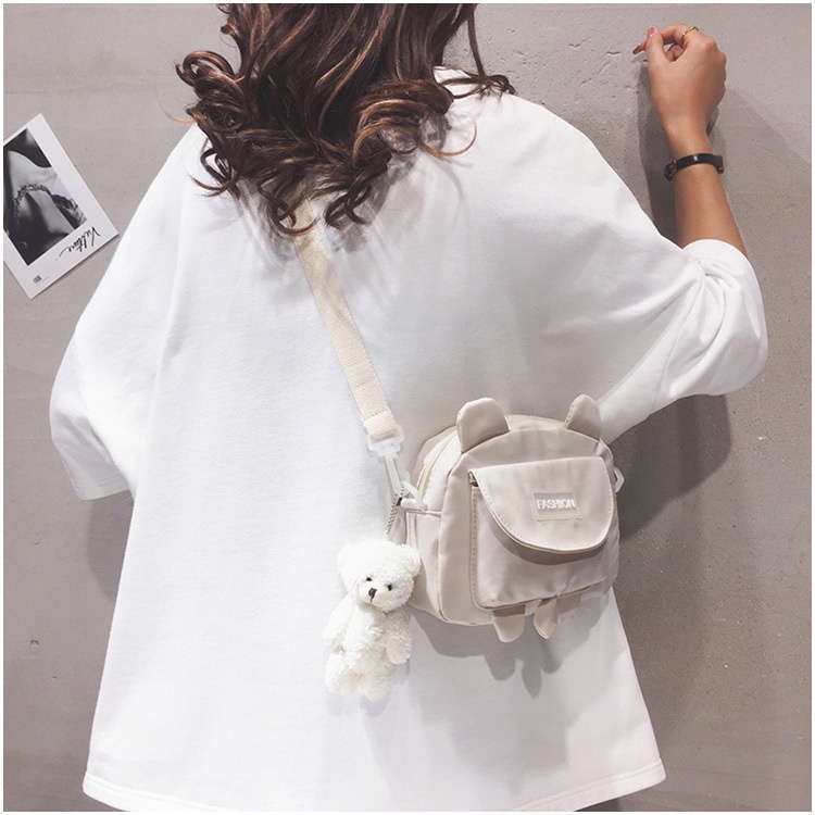 Túi Vải Đeo Chéo Hình Gấu Dễ Thương Cho Nữ