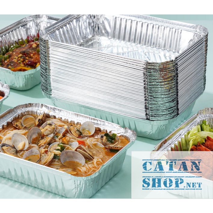 Khay giấy bạc vuông lót nồi chiên không dầu, đĩa vuông nhôm GD684-KVuong