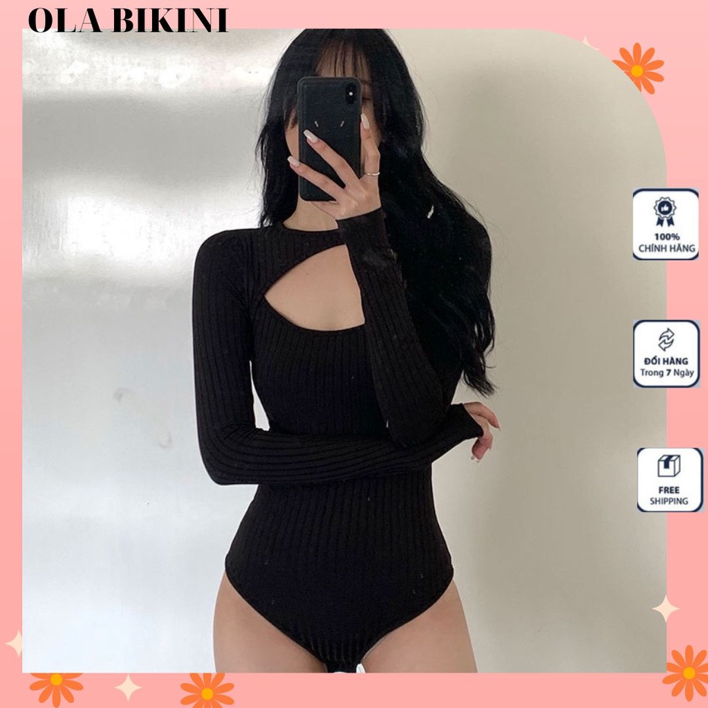 Bikini liền thân tay dài che nắng, áo tắm màu đen dài tay đi biển BM40