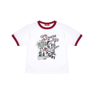 Áo ERRORIST meow tshirt trắng viền cổ đỏ