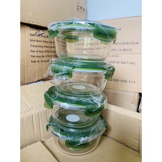 Hộp thuỷ tinh tròn nắp xanh 620ml