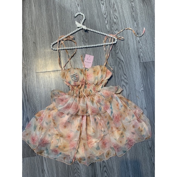 Váy hoa bo chun eo 2 tầng