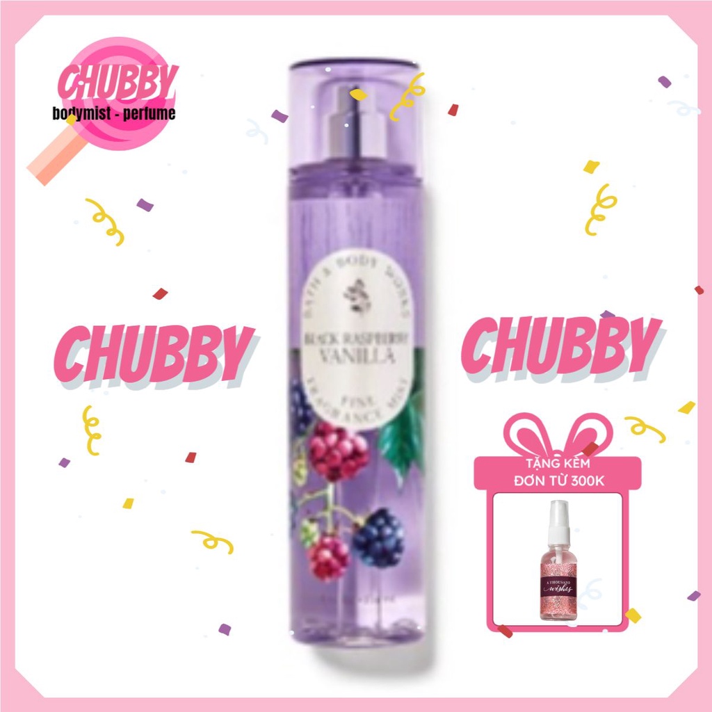 𝙘𝙝𝙪𝙗𝙗𝙮 - Xịt Thơm toàn thân BATH & BODY WORKS -BLACK RASPBERRY VANILLA