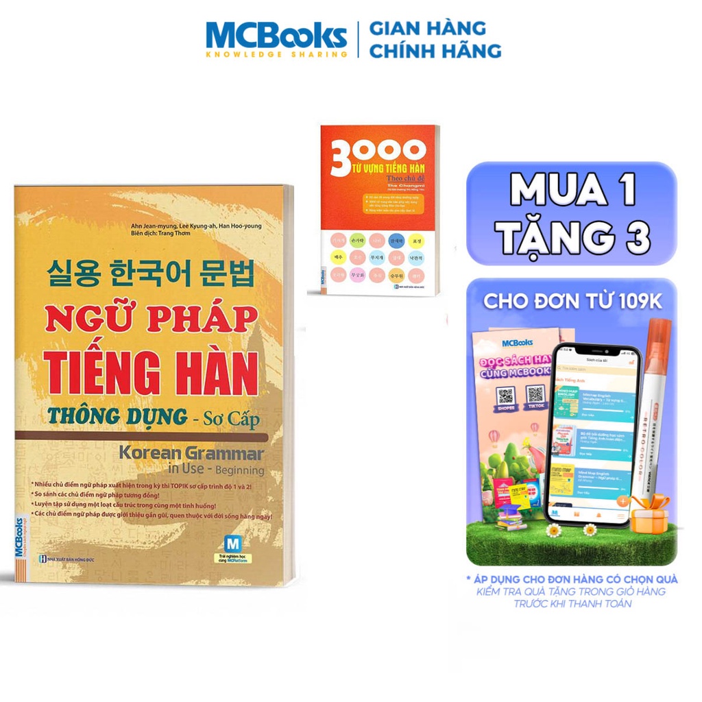 Sách - Ngữ pháp Tiếng Hàn Thông Dụng Sơ Cấp Tặng 3000 Từ Vựng Tiếng Hàn Theo Chủ Đề