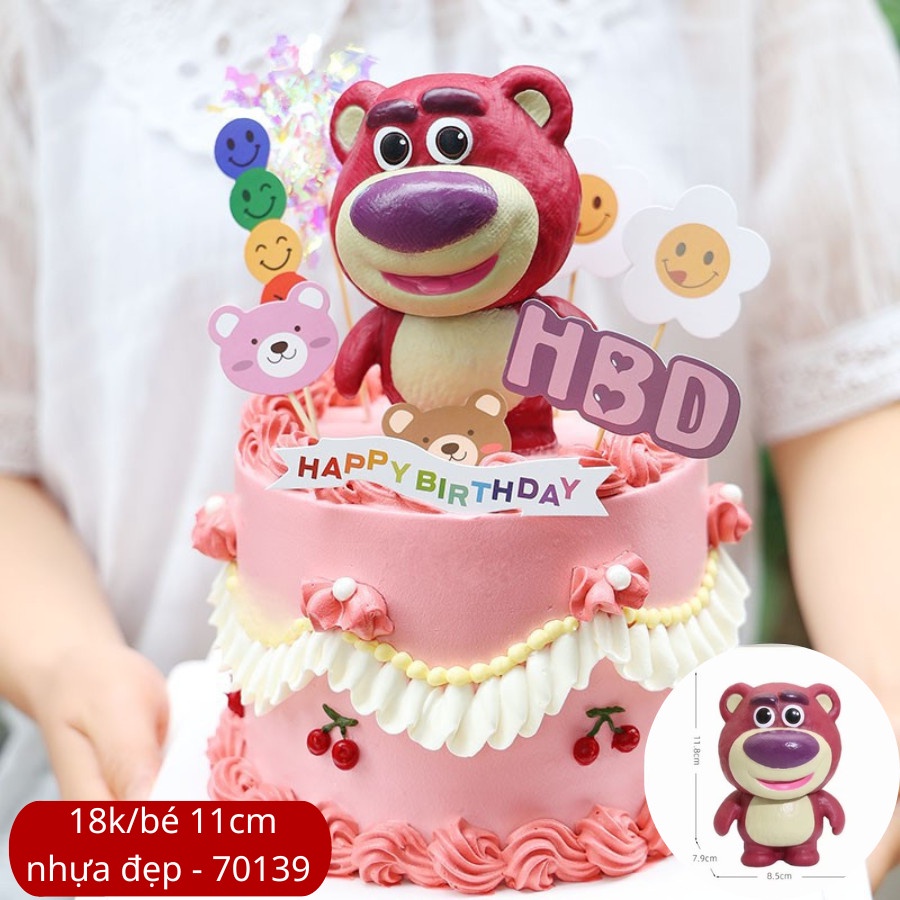 SP070139 - Trang trí bánh mô hình gấu nhựa LOTSO KHỔNG LỒ 11cm đứng