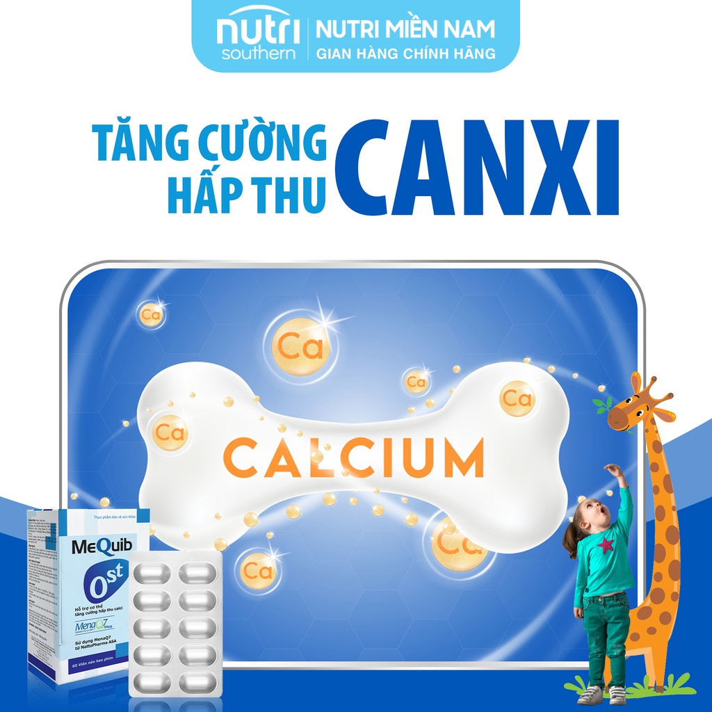 Vitamin D3K2 MK7  Và Canxi MEQUIB OST  - Tăng Hấp Thu Canxi, Phát Triển Chiều Cao