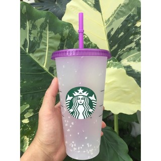 Ly Nhựa Chấm Bi Đổi Màu Starbucks
