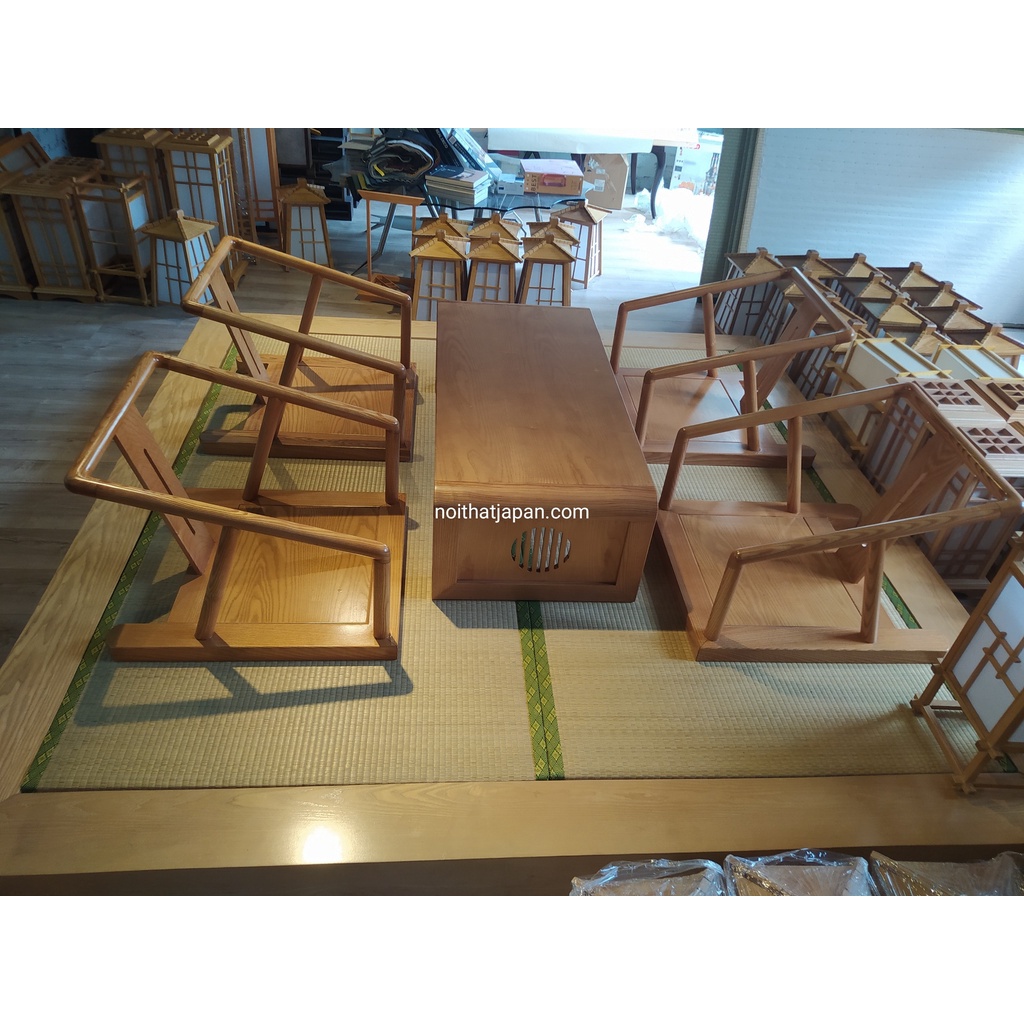 Bàn trà Nhật, Bàn trà đạo, phong cách truyền thống, chất liệu gỗ Sồi, kt 1100 x 500 x 310mm