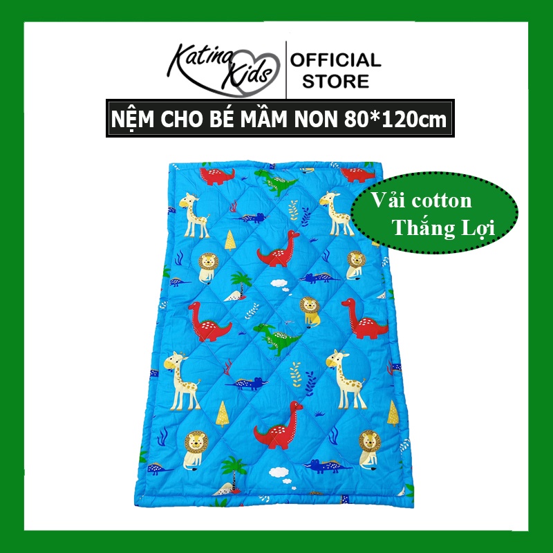 Nệm trẻ em 80x120cm, vải cotton thắng lợi mềm mát, họa tiết quen thuộc với bé