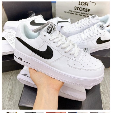 Giày_Nike Air Force 1 Black White, Giày AF1 Vệt Đen Đế Air Bản Chuẩn Đủ Size Nam Nữ FullBox