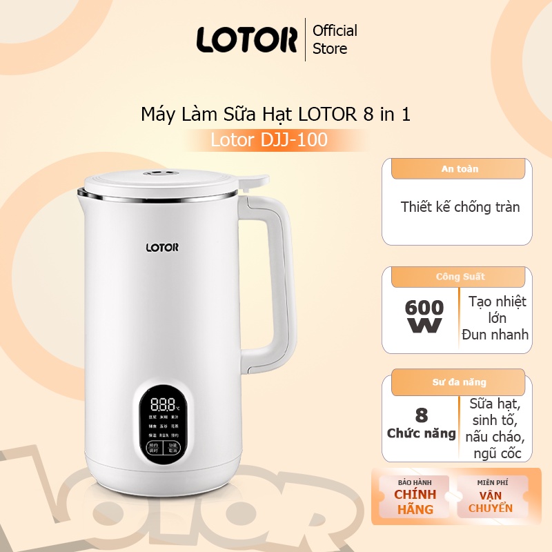Máy Làm Sữa Hạt Lotor DJJ-100 Máy Xay Nấu Đa Năng 6 Lưỡi Công Suất Làm Nóng 1000W Nấu Đồ Ăn Dặm Cho Bé, Xay Sinh Tố