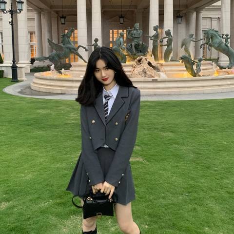 Bộ Đồng Phục Áo Khoác Blazer D Ng Ng n Th Trang jk o Kho c 2021 Cao Cấp Phong Cách Hàn Quốc Thời Trang Thu Đông Cho Nữ