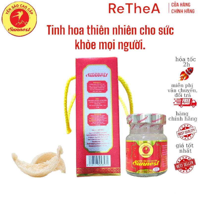 Yến Sào cho người lớn Sunnest 35% Yến, tăng cường sức đề kháng, hồi phục sức khỏe sau phẩu thuật.  Hộp 6 lọ x 70ml