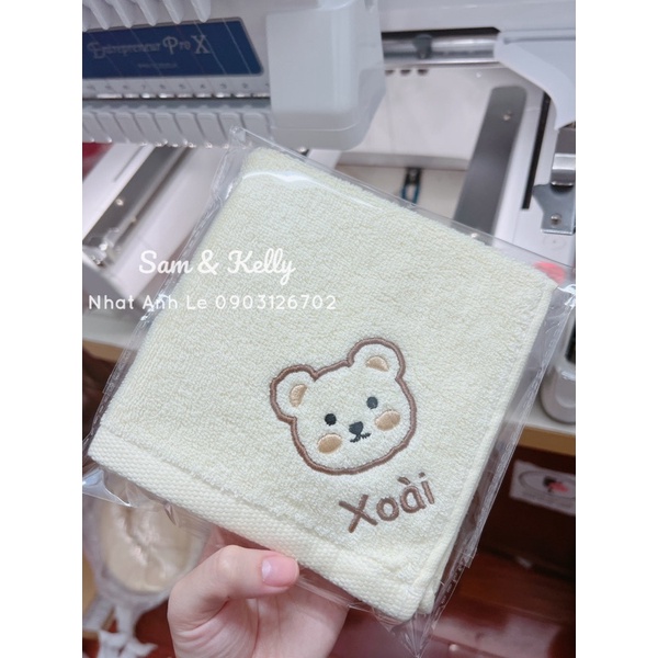 Khăn Mặt Organic Hình Gấu Hình Thỏ Thêu Tên Style Hàn
