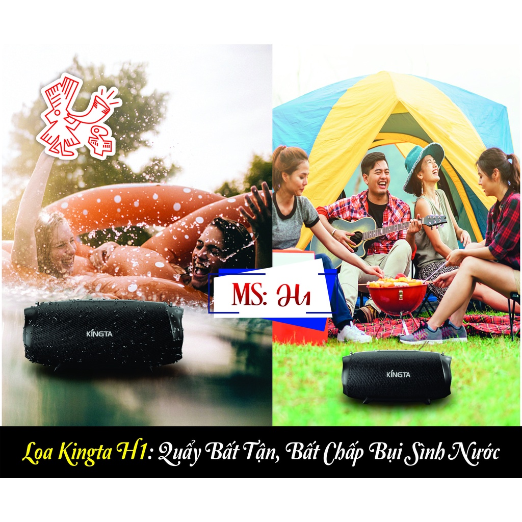 H1 Loa Bluetooth Kingta -Loa 30W kiêm sạc dự phòng -Kháng Nước Tiêu Chuẩn Water IPX7