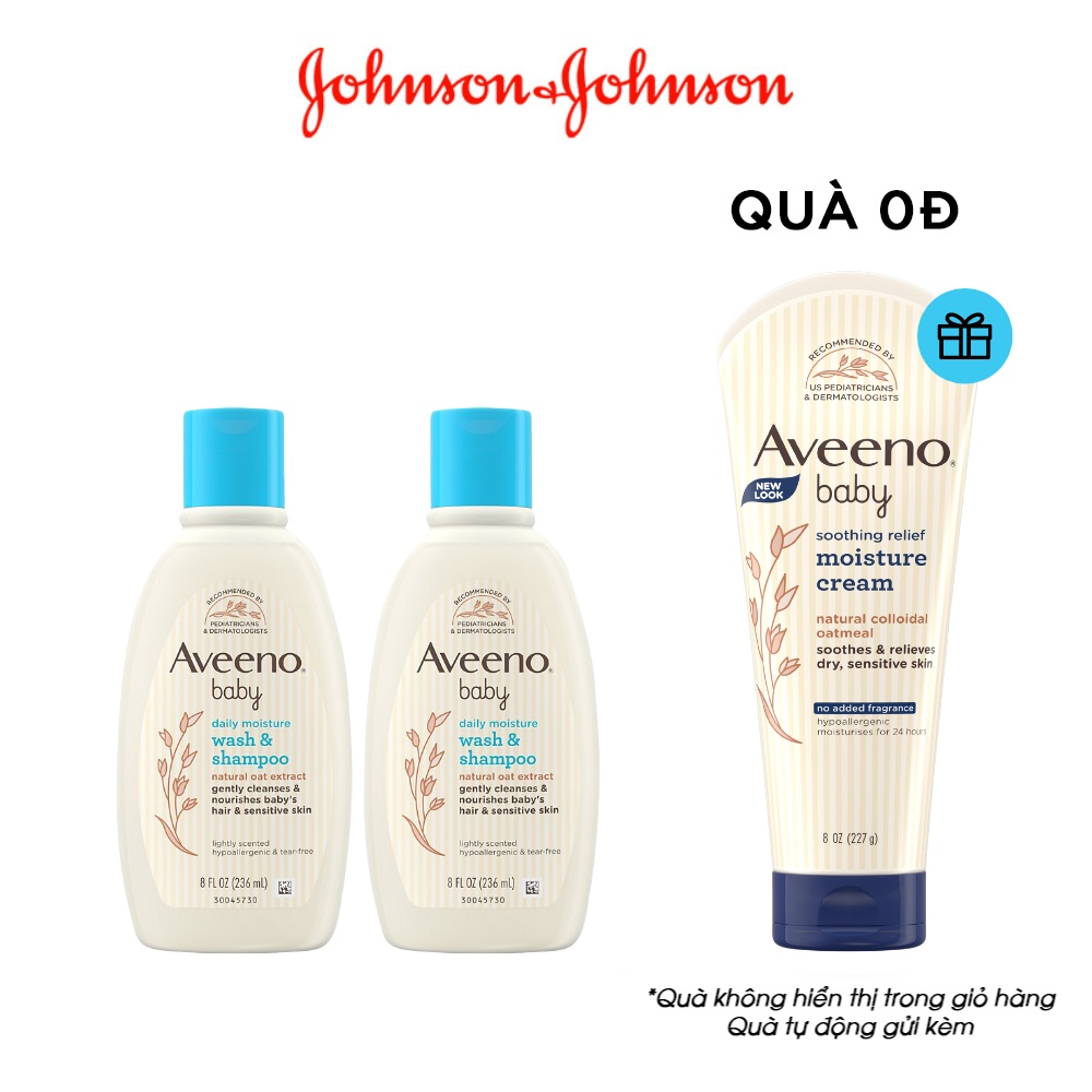 Siêu combo làm sạch & dưỡng ẩm dành cho em bé da khô & nhạy cảm Aveeno Baby
