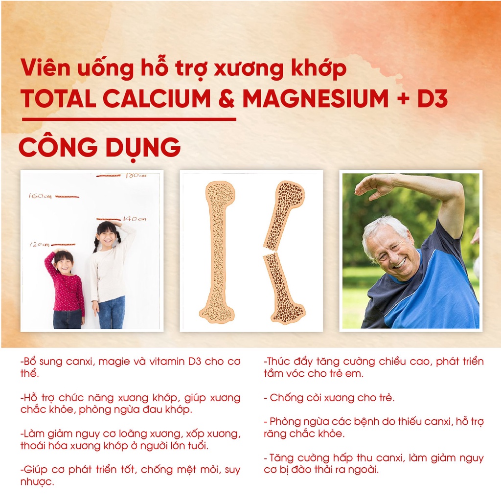 Viên uống bổ sung Canxi, Magie, D3, hỗ trợ xương khớp Total Calcium & Magnesium D3  Blackmores Úc 200 viên