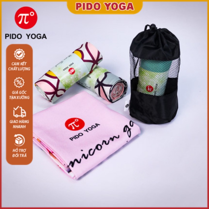 Khăn trải thảm tập Yoga Cao Cấp PIDO Bám siêu dính - Tặng kèm túi đựng