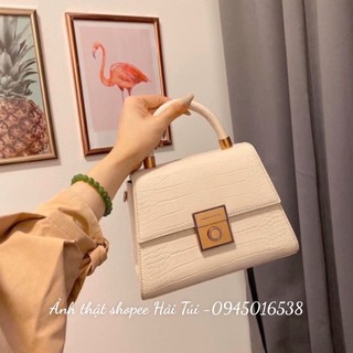 Túi quai xách nữ khoá tròn Size 22cm Vân rắn hàng chuẩn 11