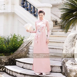Áo dài cưới cô dâu hồng cưới hỏi mb23