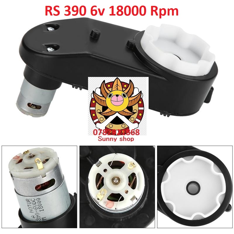 Hộp số cho ô tô điện trẻ em Motor RS 390 6V 18000rpm 6 hoa kèm giắc cắm