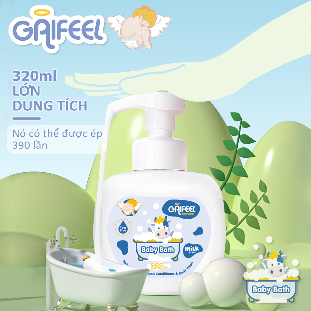 Sữa tắm Sữa thơm sữa tắm Gel GAIFEEL hương sữa cho bé 320ml（2 Chai）