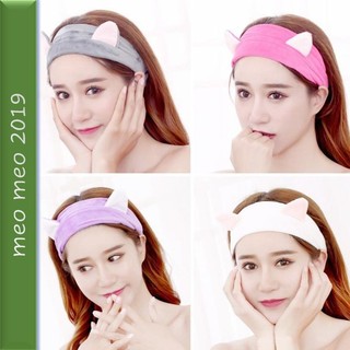 Băng đô rửa mặt tai mèo xinh cute nhiều màu phong cách Hàn Quốc