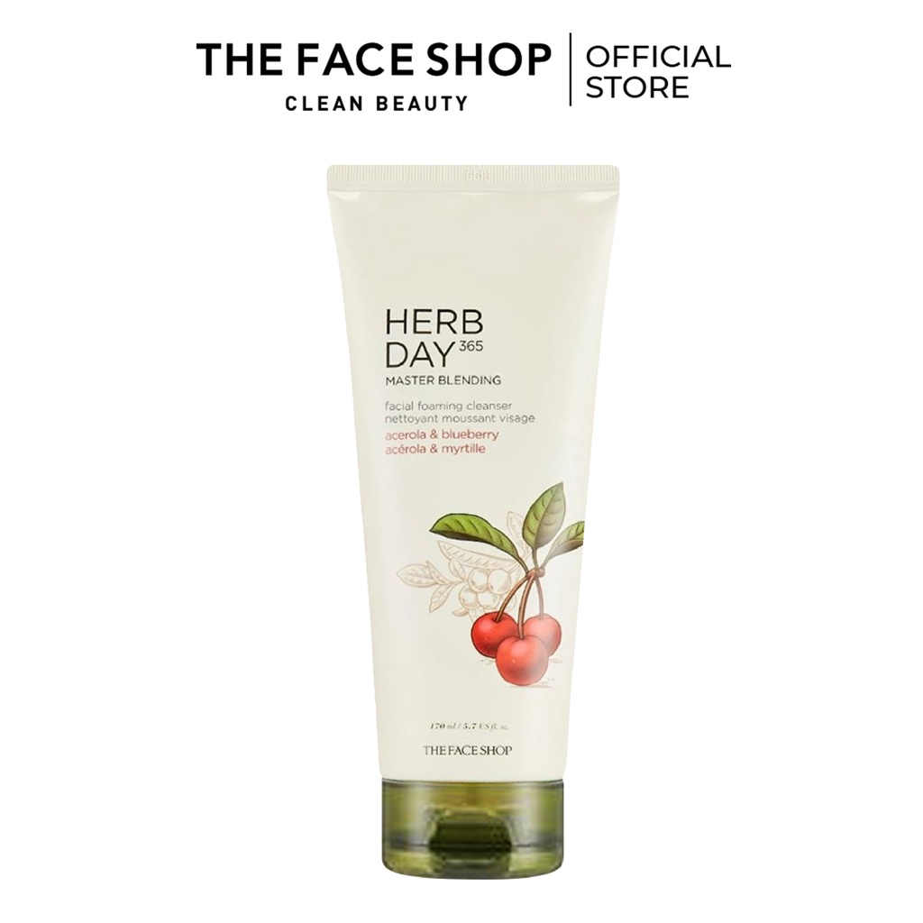 Sữa Rửa Mặt THEFACESHOP HerbDay365 Master Ble Foaming Cleanser Ace&Bluebery 170ml