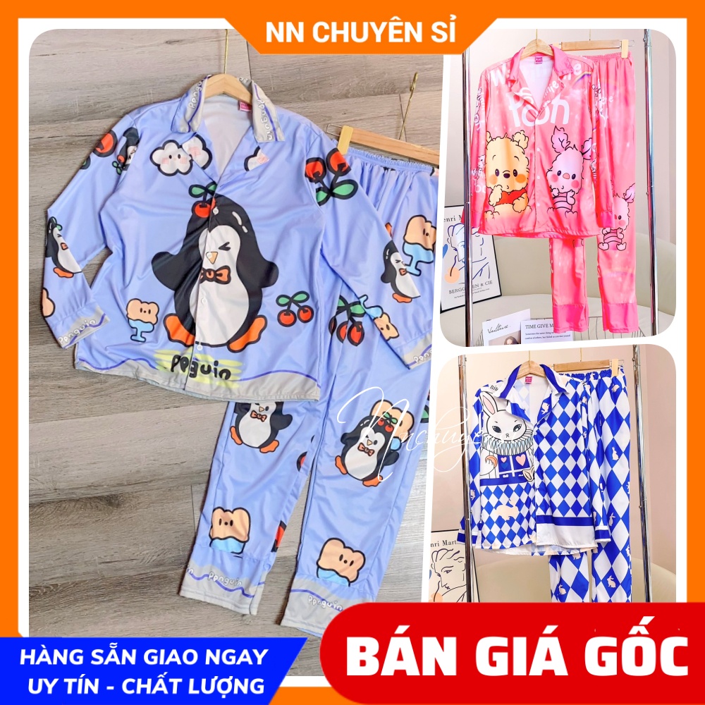 ĐỒ BỘ PIJAMA CÁ SẤU Đồ bộ pijama tay dài mẹ và bé size đến 70kg chất thun mềm mát in hình hoạt hình dễ thương PRBTD