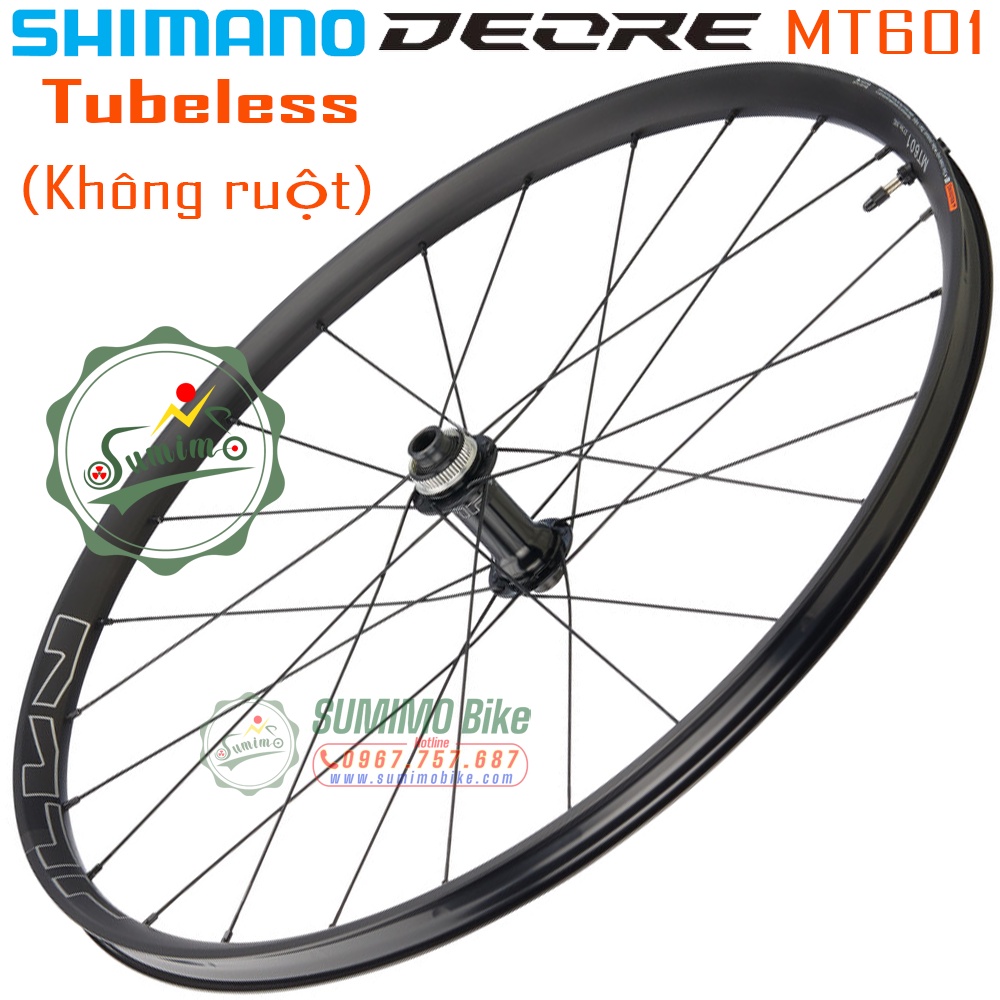 Bánh bộ nhôm SHIMANO WH-MT601 Tubless - Đùm TA Boost cối MS 12 Speed thắng dĩa