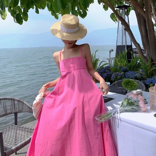 Váy maxi hồng 2 dây -kèm ảnh thật( Hot trend 2023)