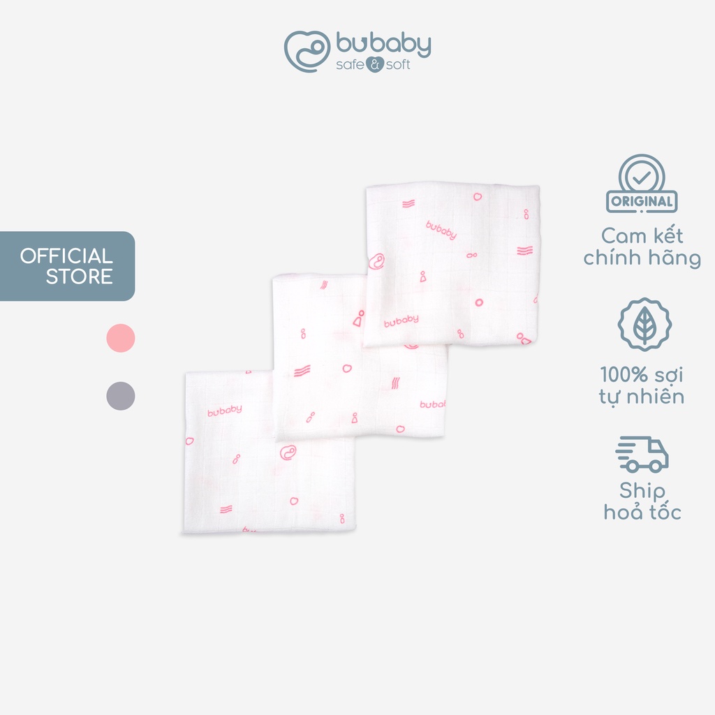 Set khăn xô cho bé 4 lớp sợi muslin hoạ tiết BU Baby AMU036 | Phụ kiện BU Baby chính hãng
