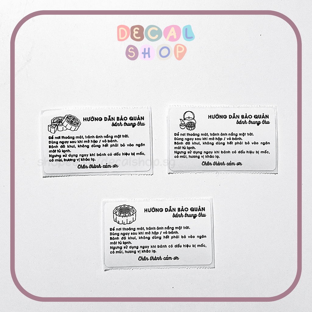 100 tem "Hướng Dẫn Bảo Quản Bánh Trung Thu" - Size 5*3cm - Có Keo Sẵn