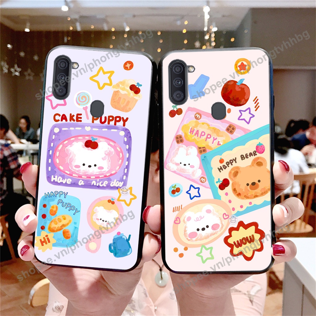 Ốp lưng Samsung A11 / M11 GẤU DÂU chi bi hoạt hình cute siêu rẻ