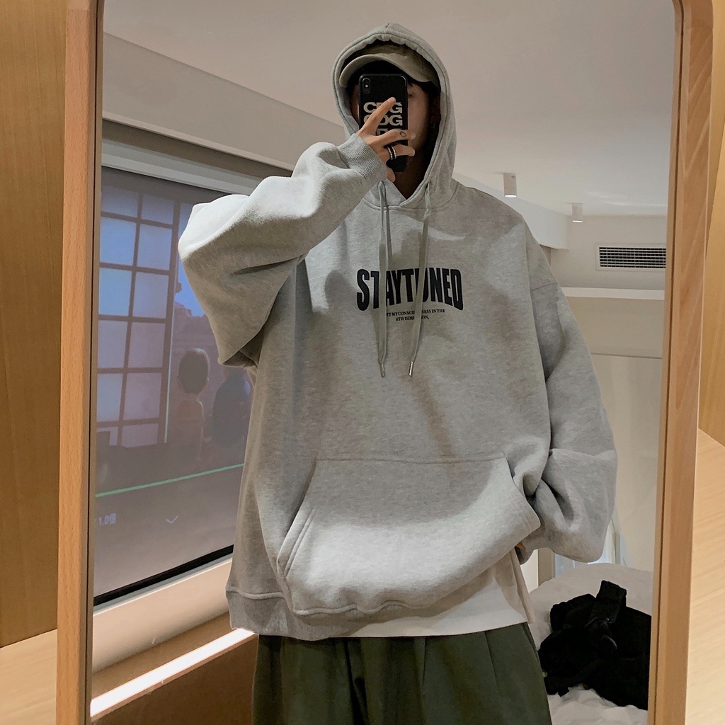 Áo Hoodie in chữ STAYTUNED FKZ unisex form rộng chất nỉ bông cao cấp