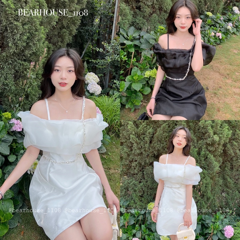 🌿 ĐẦM HỞ VAI TIỂU THƯ ĐÍNH ĐÁ * CẨM TÚ * sang chảnh mặc đi tiệc, đi sinh nhật, kỷ yếu,...