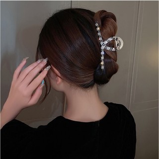 Kẹp tóc càng cua đính đá pha lê chấm đen