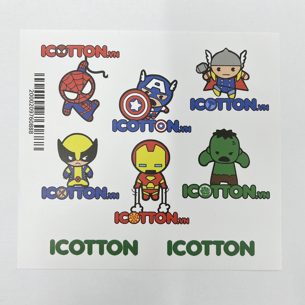 Hình dán Sticker Icotton hình siêu anh hùng DC167