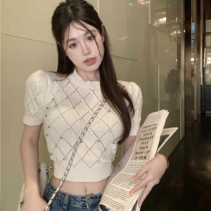 ZHELIHANGFEI Áo Lửng Tay Phồng Phong Cách Hàn Quốc Quyến Rũ Dành Cho Nữ | BigBuy360 - bigbuy360.vn