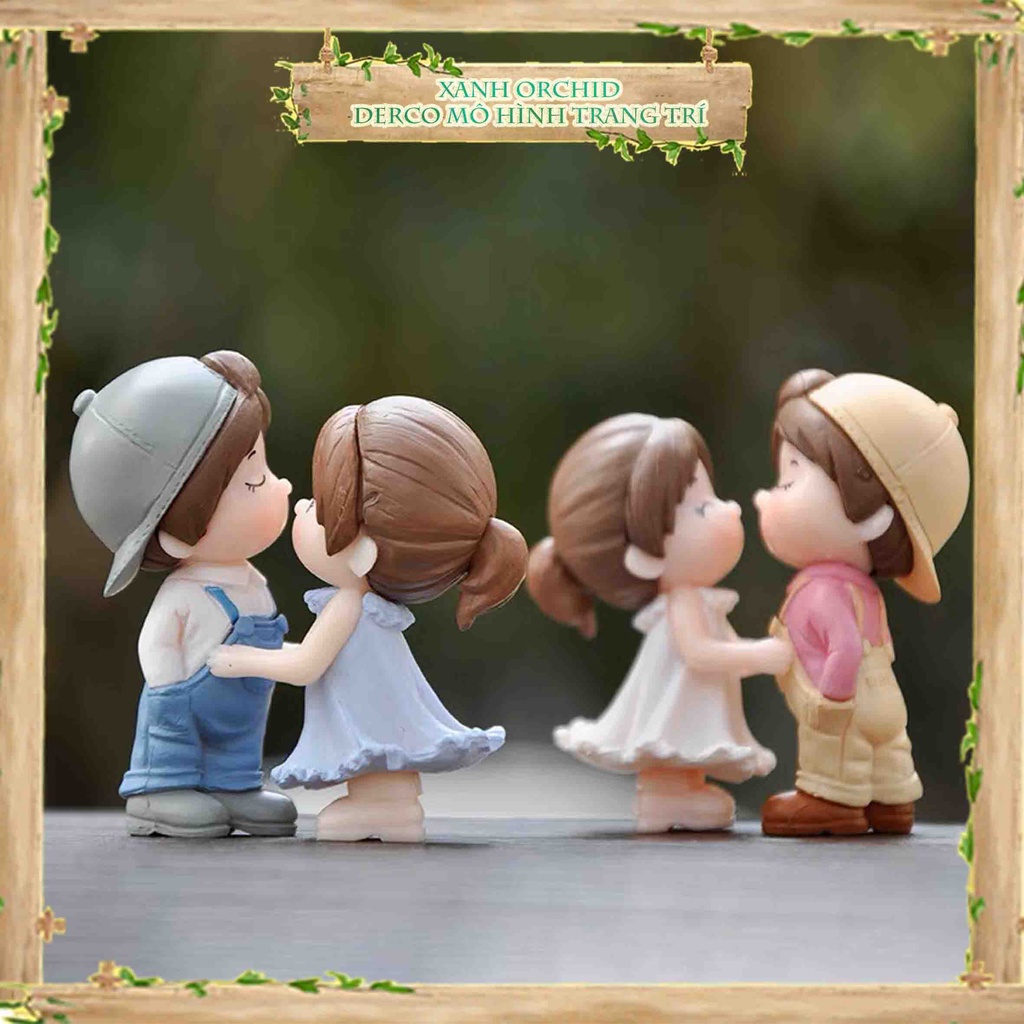 Mô Hình Tiểu Cảnh "Cặp Đôi Kute Mini" Trang Trí Sen Đá, Sân Vườn/ Chậu Cây, DYI, Terrarium