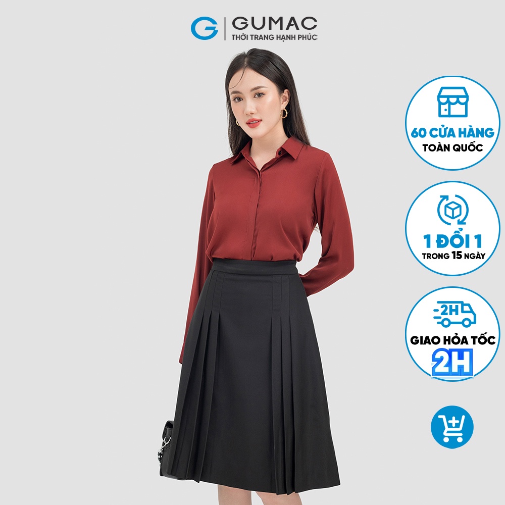 Áo sơ mi thời trang GUMAC lụa công sở cơ bản AC07028