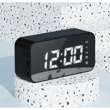 Loa bluetooth đồng hồ, loa mini không dây nghe nhạc làm đèn ngủ màn hình soi gương