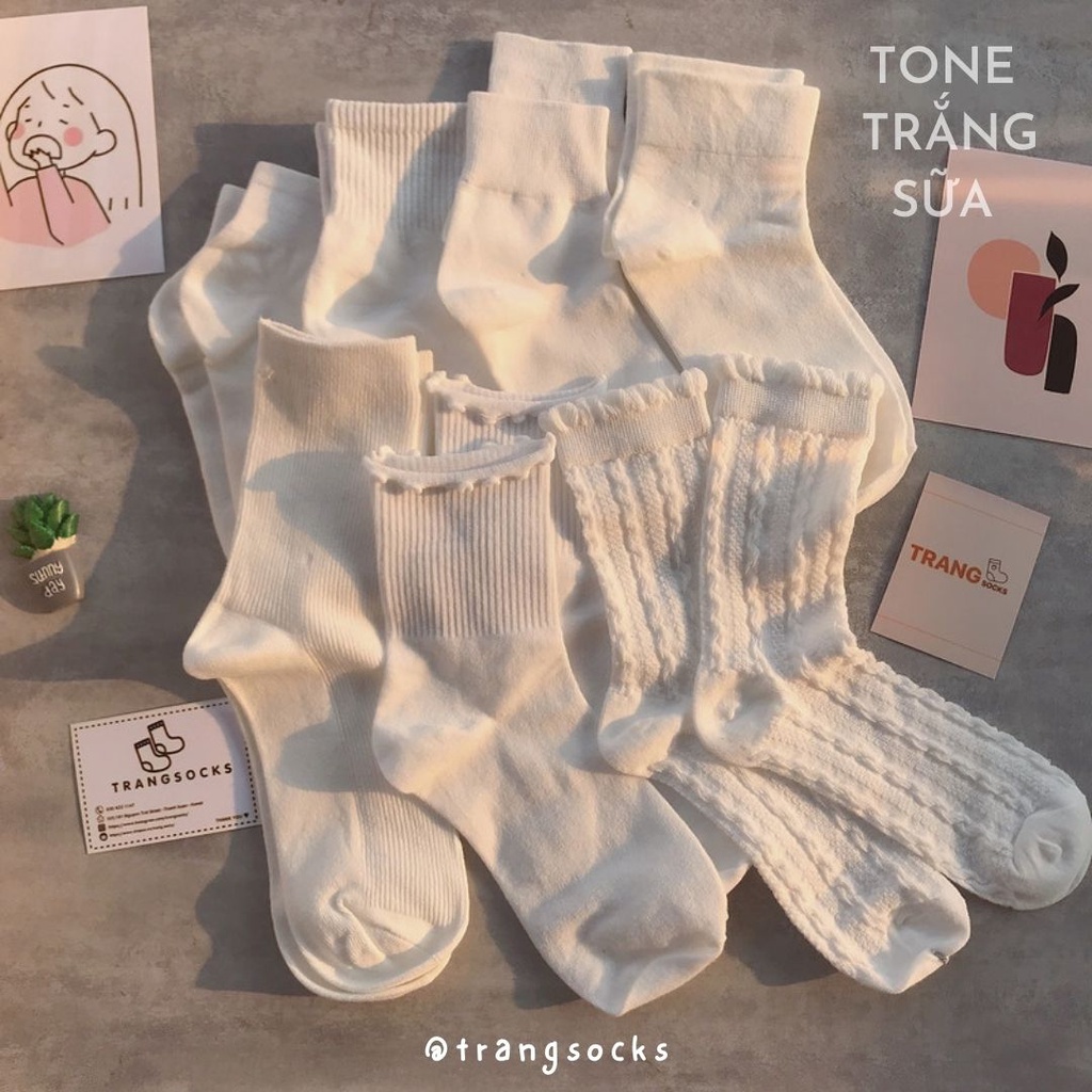 Tất tone màu trắng nhiều kiểu - Trang Socks