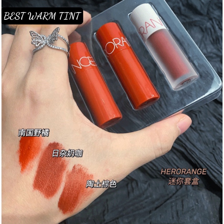 Set Son Herorange lùn 3 Cây Mềm Mịn Môi chính hãng